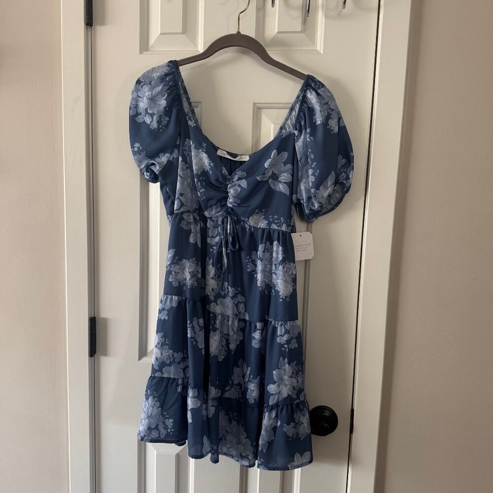 Altar'd State Womens Dusty Blue Floral Dress Size M Medium New with Tags